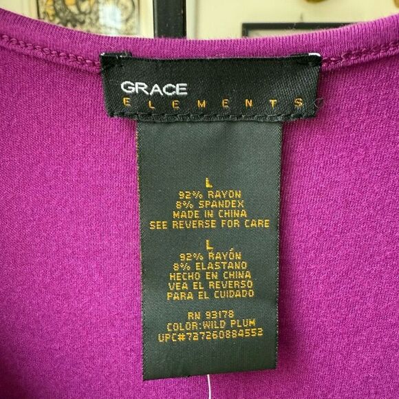 NWT Grace Elements Wild Plum Ruffle Ruched Tank Top L - Picture 5 of 6